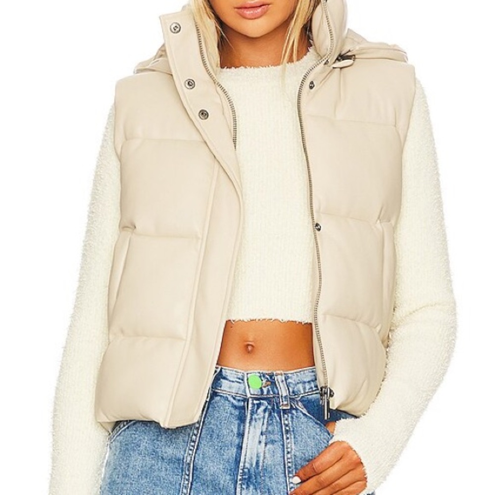 Apparis Rocky Vegan Leather Cream Puffer Vest - Picture 1 of 3